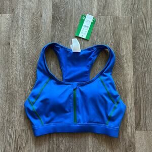 NWT J.Crew Sleek Stretch Zip Front Sports Bra Blue Size XS Athletic